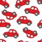 Seamless pattern Cartoon red retro car for kids design,vector illustration for prints, textil on white backgroundd