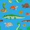 Seamless pattern with cartoon sea animals.