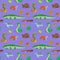 Seamless pattern with cartoon sea animals.