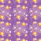 Seamless pattern of cartoon stars on a purple background