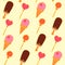 Seamless pattern with cartoon sweets. Bright colors.