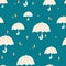 Seamless pattern with cartoon umbrella and rain drops. for fabric print, kids pattern, textile, gift wrapping paper