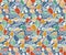Seamless pattern with Cashew Fruits in 5 colors