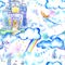 Seamless pattern of a castle,unicorn,fairy,stars,clouds and rainbow.