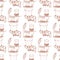 Seamless pattern with cat and a high hat, monocle, mustache