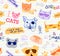 Seamless pattern with cats and dogs. Funy, beautiful, cute. Vector.