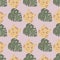 Seamless pattern with cats and monstera leafs. Pastel tones artwork. Light purple background