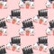 Seamless pattern cats and movie icon cartoon