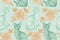 Seamless pattern. Cats and roses. Mint and gold foil print