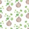 Seamless pattern from Caudex Stephania erecta plants, branch with leaves.