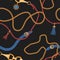 Seamless pattern with chains straps and belts. Pendants background for for fabric design. Vector.