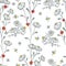 Seamless pattern of chamomile , bees and ladybugs . Vector illustration