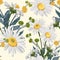 Seamless pattern with chamomiles and yellow herbs.