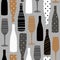 Seamless pattern with champagne bottles. Hand drawn fabric, gift wrap, wall art design.