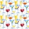 Seamless pattern of a champagne,cognac, wine,martini, beer and glass.