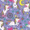 Seamless pattern with cheerful little unicorns