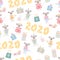 Seamless pattern with cheesy 2020 and mice