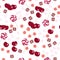 Seamless pattern of cherries and candy lollipops