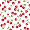 Seamless pattern with cherry berries. Vector illustration.