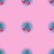 Seamless pattern cherry leaf with blue circle gradient on pastel