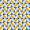 Seamless pattern with chess ornament, volumetric gradient of blue and yellow. Chess cells in bright colors. Vector illustration