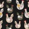 Seamless pattern with chicken for Easter and other users. Design element. Ethnics motives.