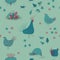 Seamless pattern with chickens and flowers