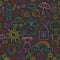 Seamless pattern with child drawings black