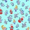 Seamless pattern for children on a mint background