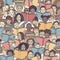 Seamless pattern of children reading colorful books