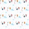 Seamless Pattern with Children Rest in Snowy Park