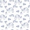 Seamless pattern with children`s animal drawings. Doodle Elephant, bird, turtle and palm tree on a white background