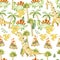 Seamless Pattern for Children's Goods Cute Cartoon Dinosaurs Handheld Digital Paper Wallpaper Jurassic Evolution