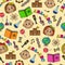 Seamless pattern with children and school symbols