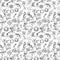 Seamless pattern of childrens contour drawings on space theme