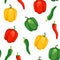 Seamless pattern with chile and sweet peppers