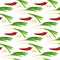 Seamless pattern with chili, green onion and garlic illustration on a white background