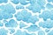 Seamless pattern of Chinese cloudy sky with curly blue clouds. Repeatable Japanese texture with sea foam. Endless