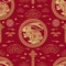 Seamless pattern with chinese new year 2023 or mid autumn festival zodiac year of the rabbit sign with asian elements