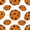 Seamless pattern with chocolate chip cookies