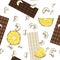 Seamless pattern with chocolate, pineapple and nuts