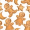 Seamless pattern of Christmas biscuits