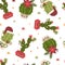 Seamless pattern with christmas cacti.