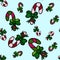 Seamless pattern with Christmas colored lollipops on a beautiful background