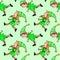 Seamless pattern with Christmas elves. New year Xmas watercolor hand drawn backgrounds and textures