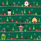 Seamless Pattern Christmas Figures With Angel Dark Green