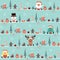 Seamless Pattern Christmas Figures With Angel Turquoise