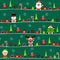 Seamless Pattern Christmas Figures With Elf Dark Green