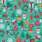 Seamless Pattern with Christmas Flat Icons.