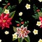 Seamless pattern with Christmas flowers. Vector,